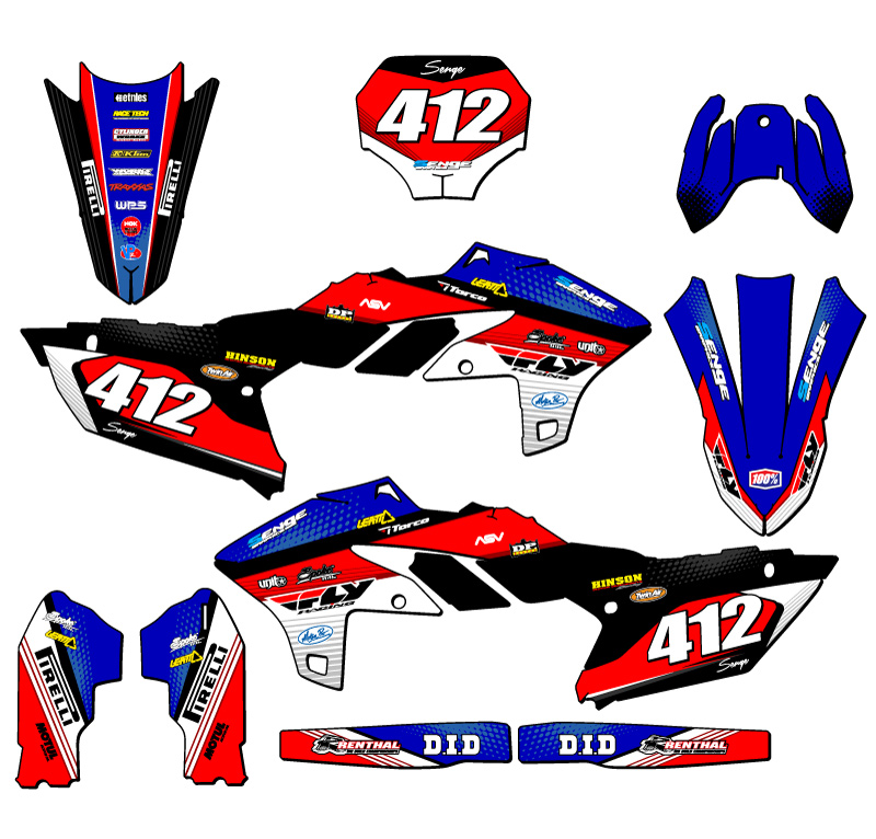 Kit de gráficos 2024-2025 YZ 250 F 4 TIEMPOS REBOTE azul Senge compatible con - Imagen 8 de 10