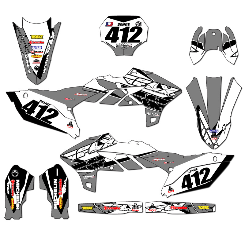 2024-2025 YZ 450 FX 13 FLY Grey Senge Graphics Kit Compatible with Yamaha - Picture 8 of 10