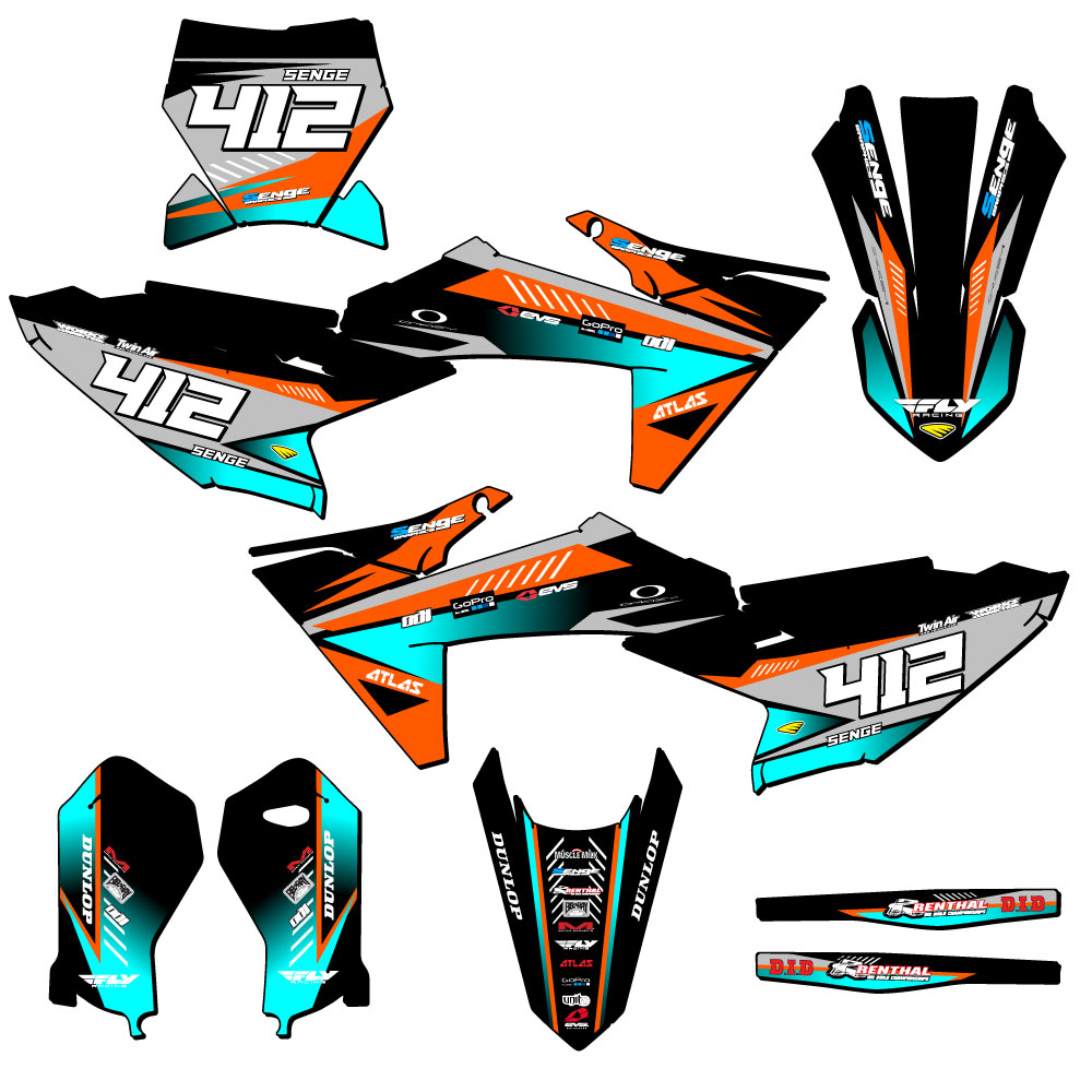 Kit de gráficos Senge naranja 2024-2025 SX 50 SURGE compatible con KTM - Imagen 8 de 10