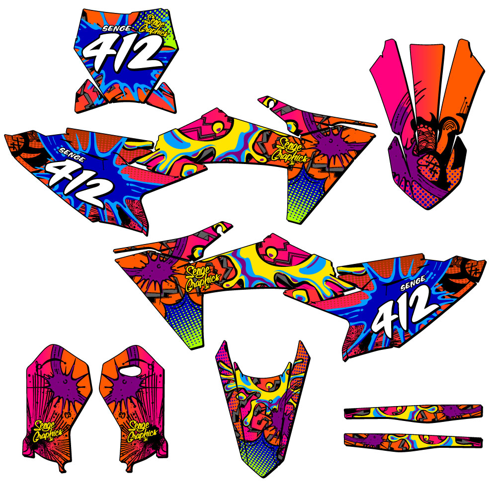 Kit de gráficos Senge naranja 2024-2025 SX 50 ZANY compatible con KTM - Imagen 8 de 10