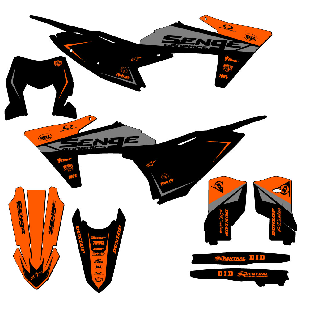 2024-2025 XCF-W BINARY Orange Senge Graphics Kit Compatible with KTM - Foto 5 di 10