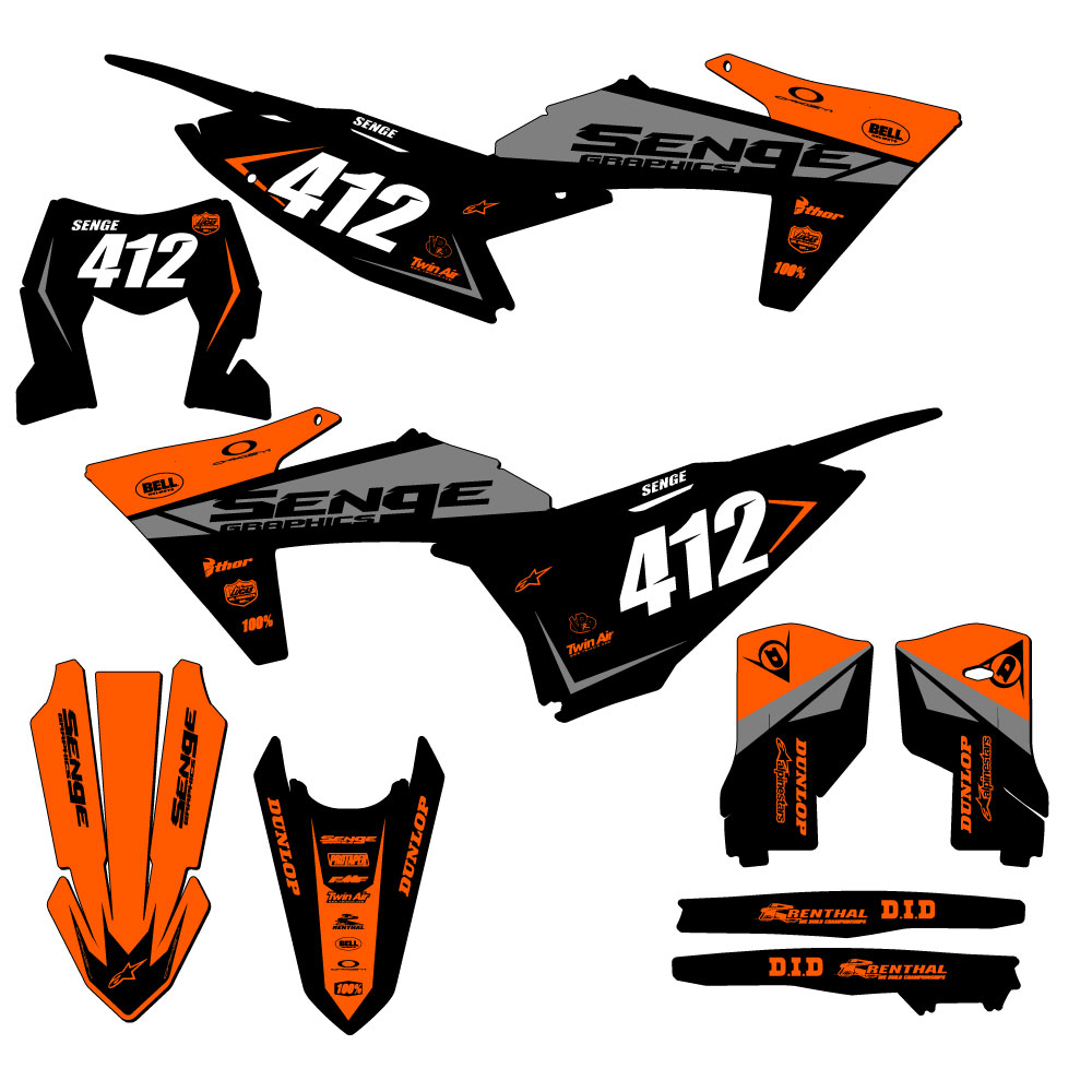2024-2025 XCF-W BINARY Orange Senge Graphics Kit Compatible with KTM - Foto 8 di 10
