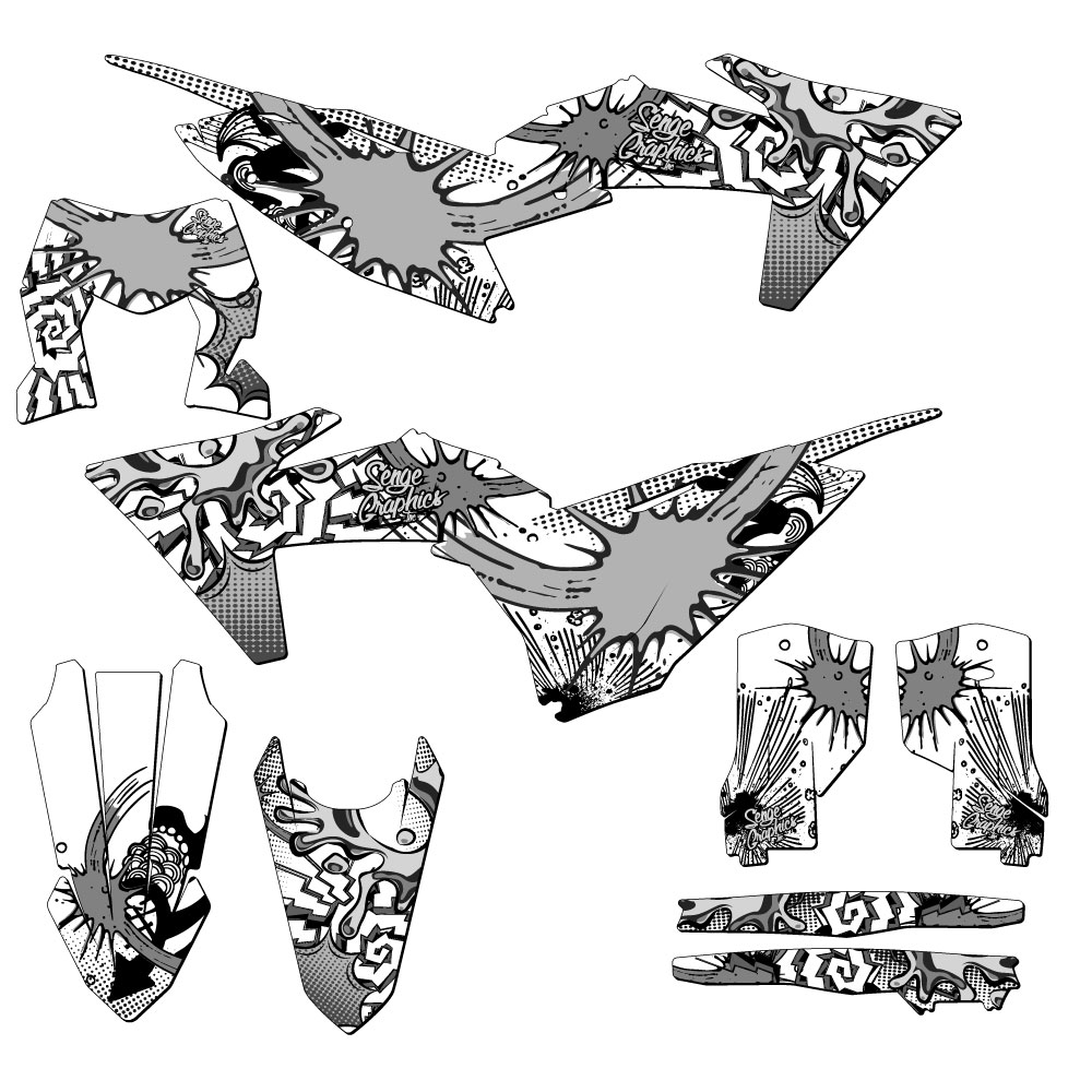 2024-2025 EXC ZANY White Senge Graphics Kit Compatible with KTM - Picture 5 of 10