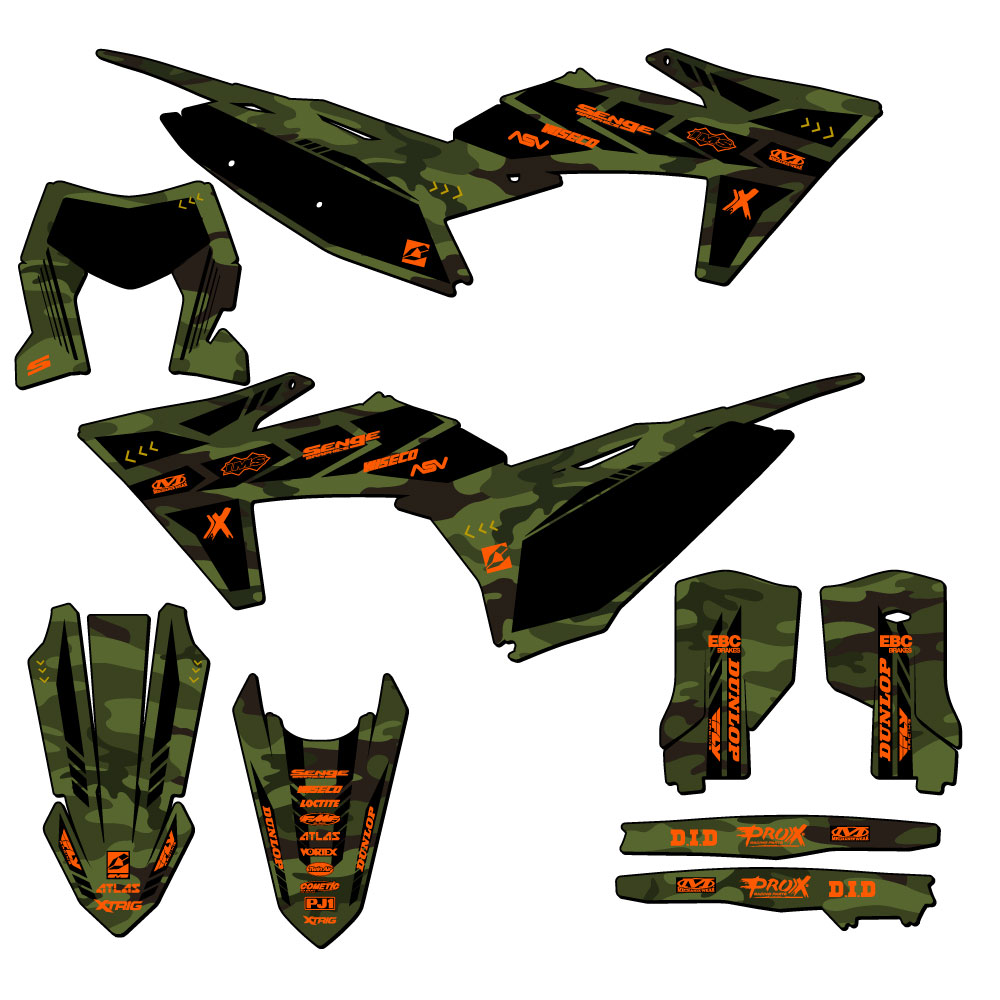 2024-2025 XC-W APACHE Green Senge Graphics Kit Compatible with KTM - Picture 5 of 10