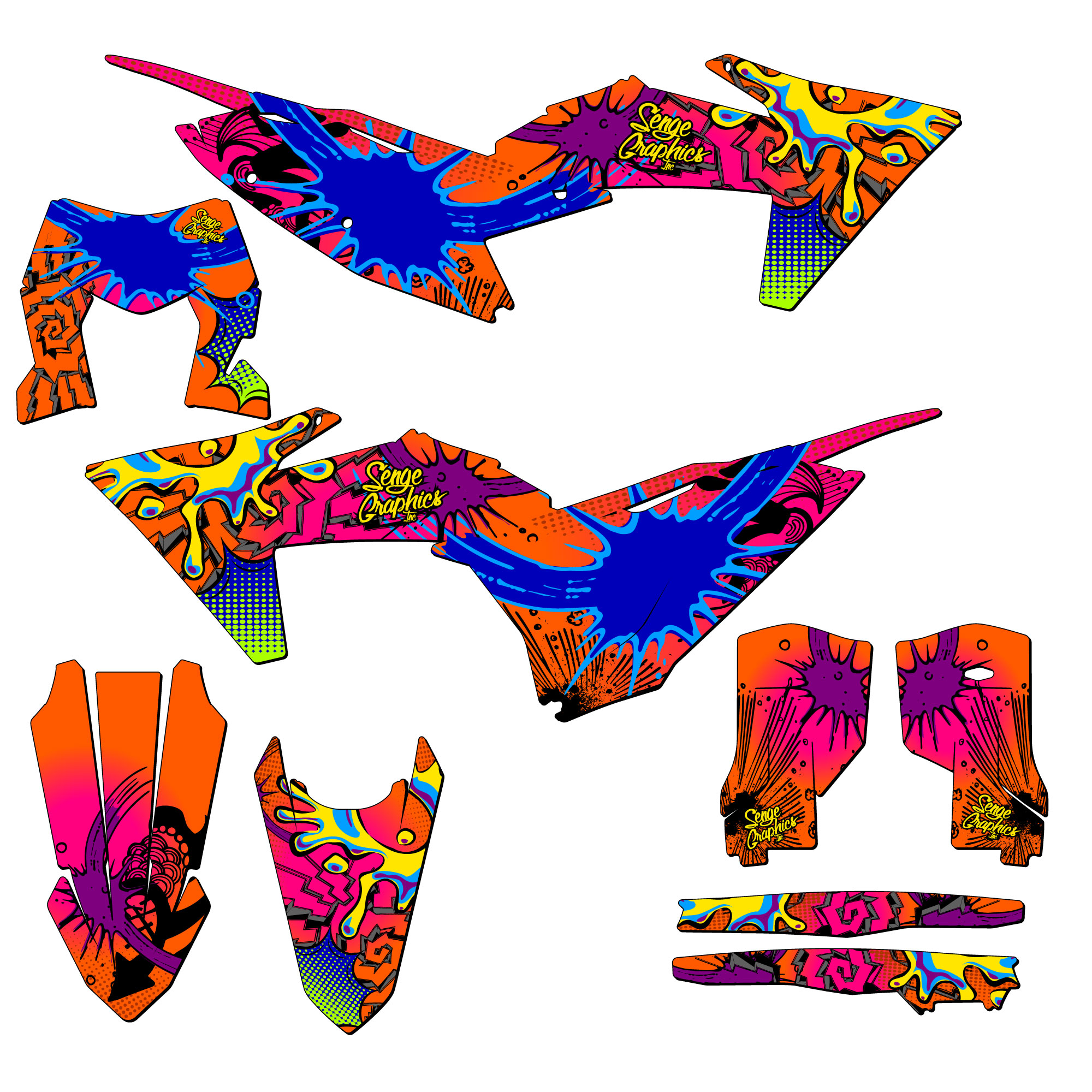 2024-2025 XC-W ZANY Orange Senge Graphics Kit Compatible with KTM - Picture 5 of 10