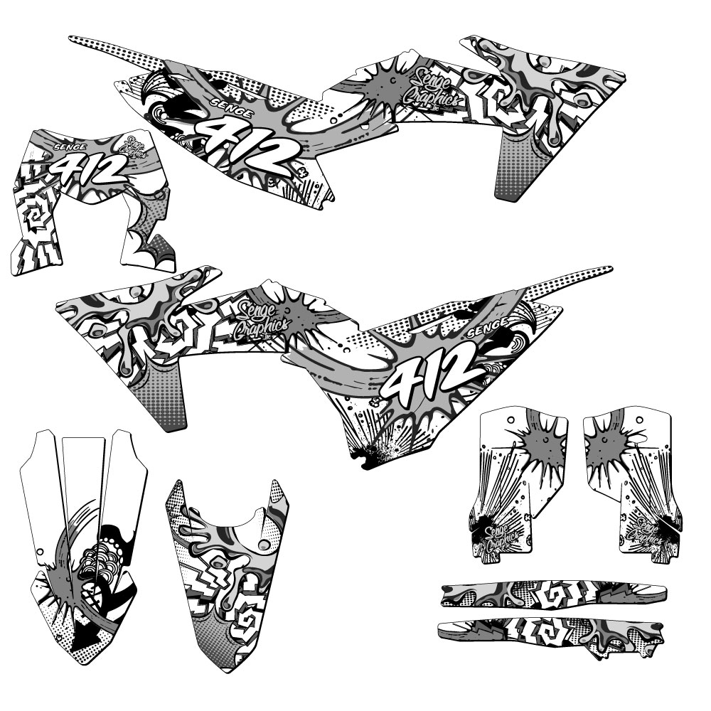 2024-2025 XC-W ZANY White Senge Graphics Kit Compatible with KTM - Foto 8 di 10