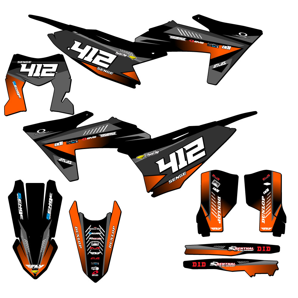 2024-2025 EXC SURGE Negro Senge Kit Gráficos Compatible con KTM - Imagen 8 de 10