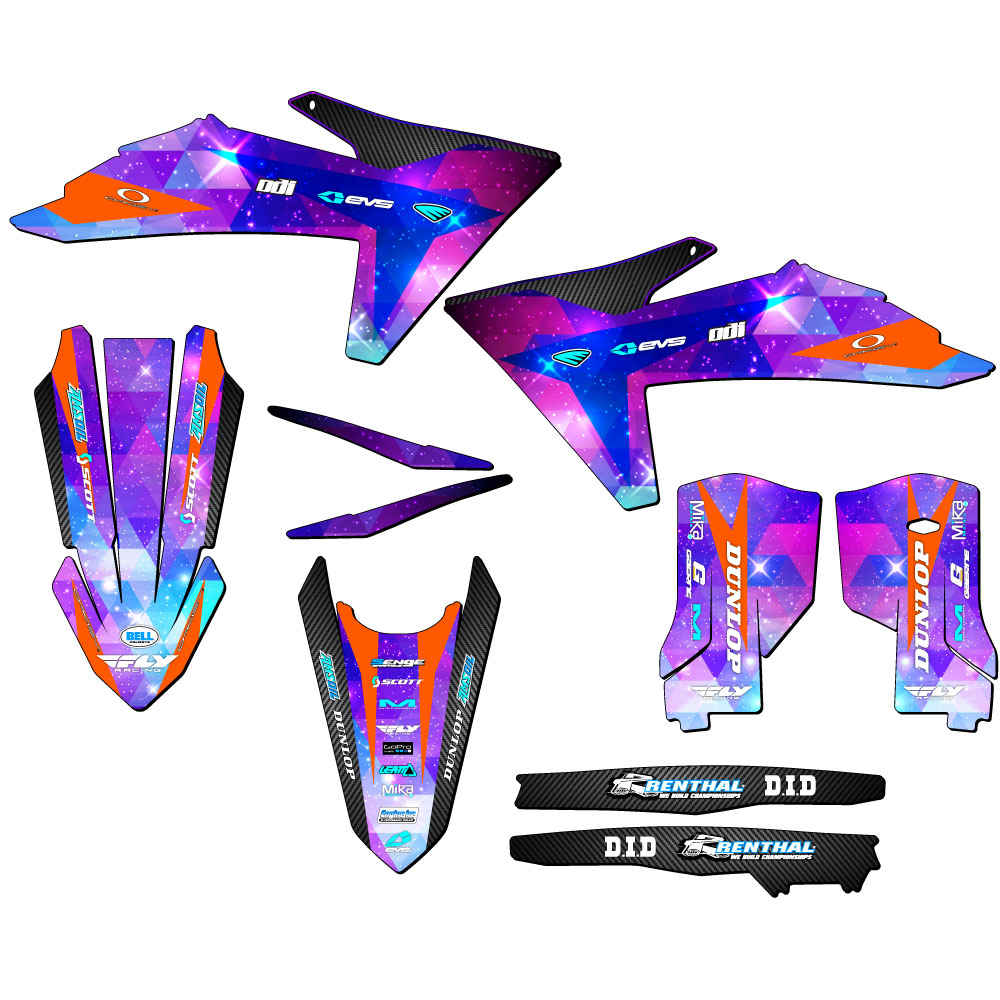 Kit de gráficos 2024-2025 XC-W SPACE KADET Galaxy Senge compatible con KTM - Imagen 2 de 10