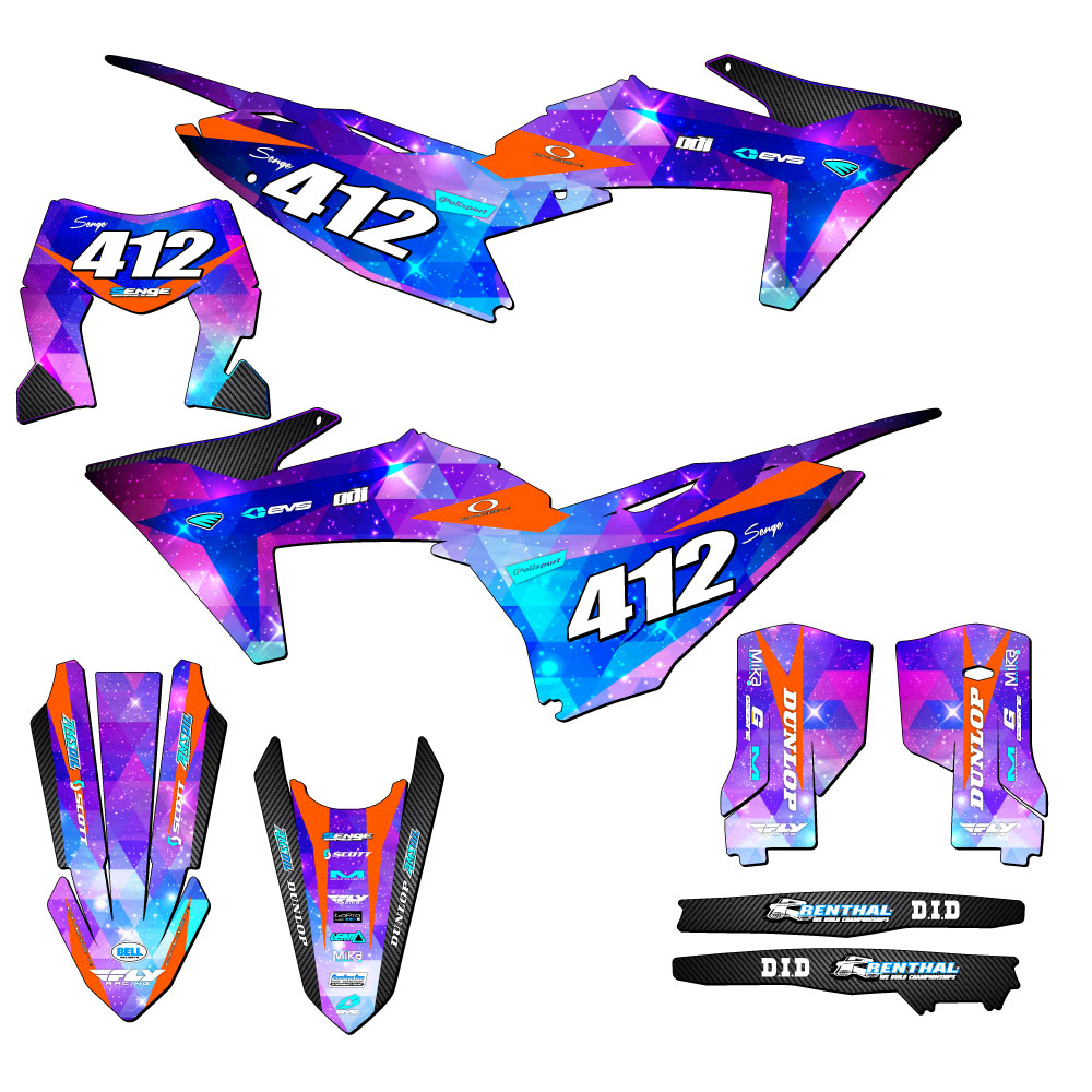 Kit de gráficos 2024-2025 XC-W SPACE KADET Galaxy Senge compatible con KTM - Imagen 8 de 10