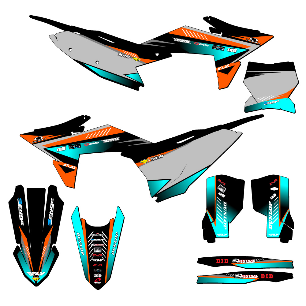 2025 XCF SURGE Orange Senge Graphics Kit Compatible with KTM - Foto 5 di 10