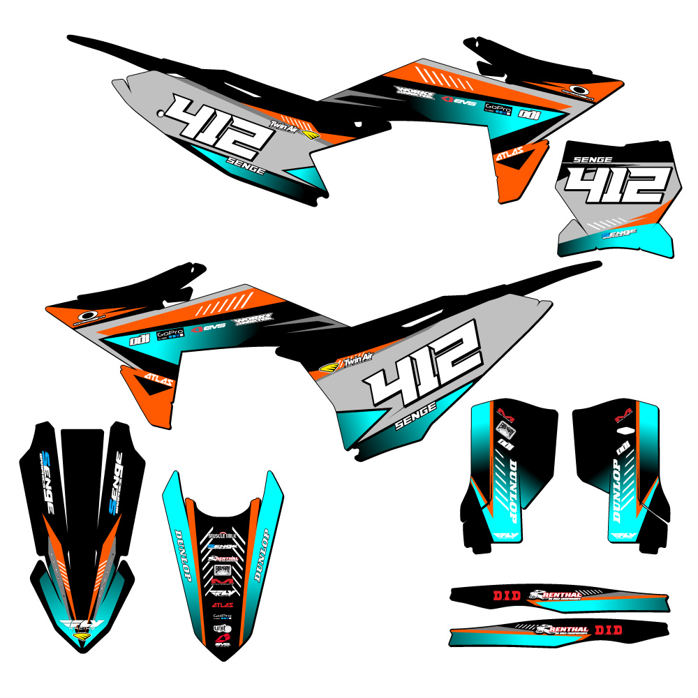 2025 XCF SURGE Orange Senge Graphics Kit Compatible with KTM - Foto 8 di 10