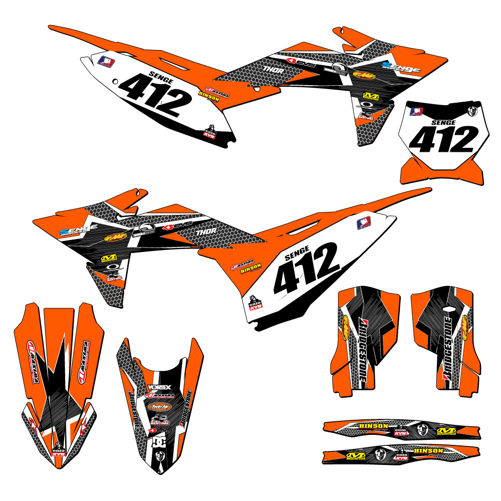2025 SX PODIUM Orange Senge Graphics Kit Compatible with KTM - Foto 8 di 10