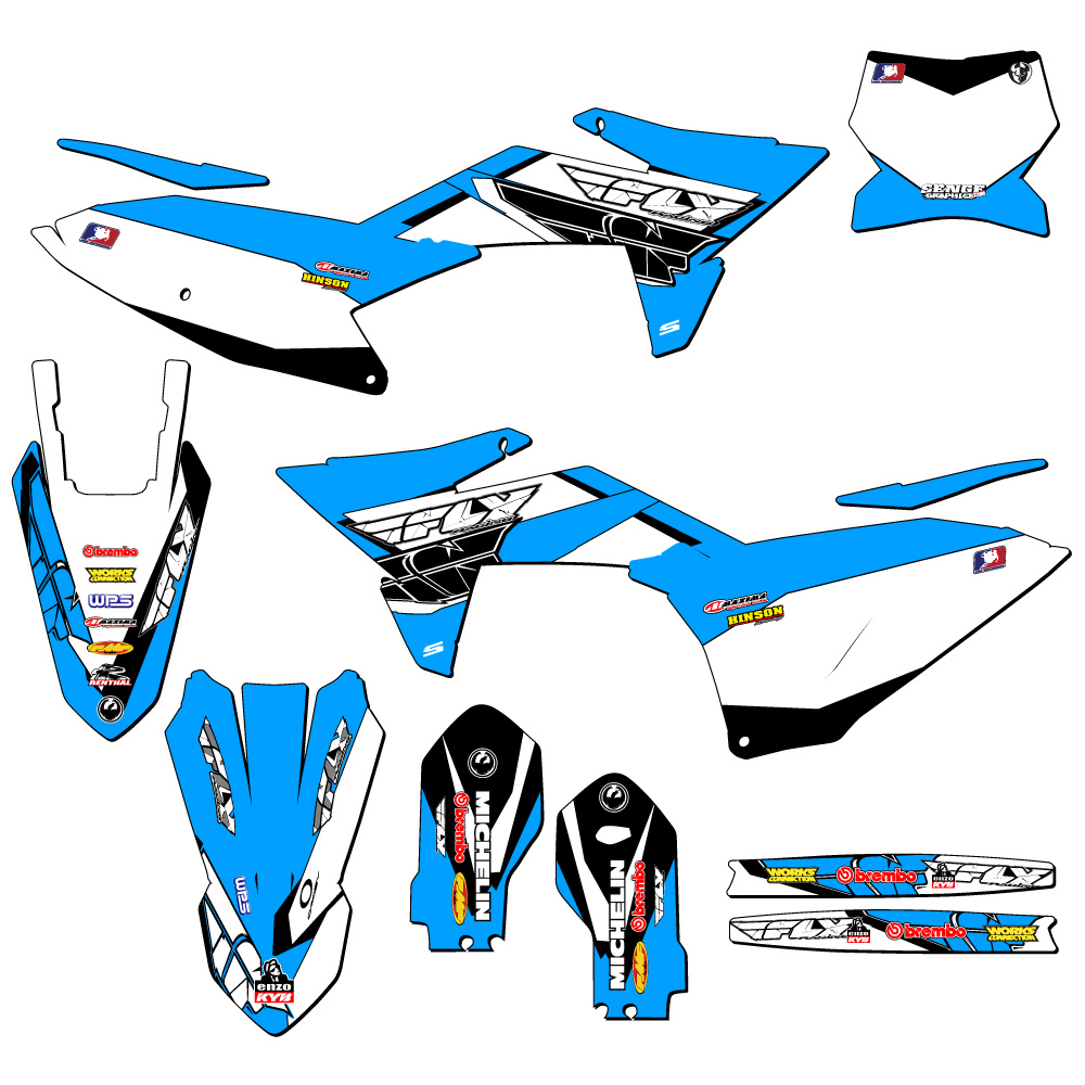 2025 SX 85 13 FLY Sky Blue Senge Graphics Kit Compatible with KTM - Foto 5 di 10