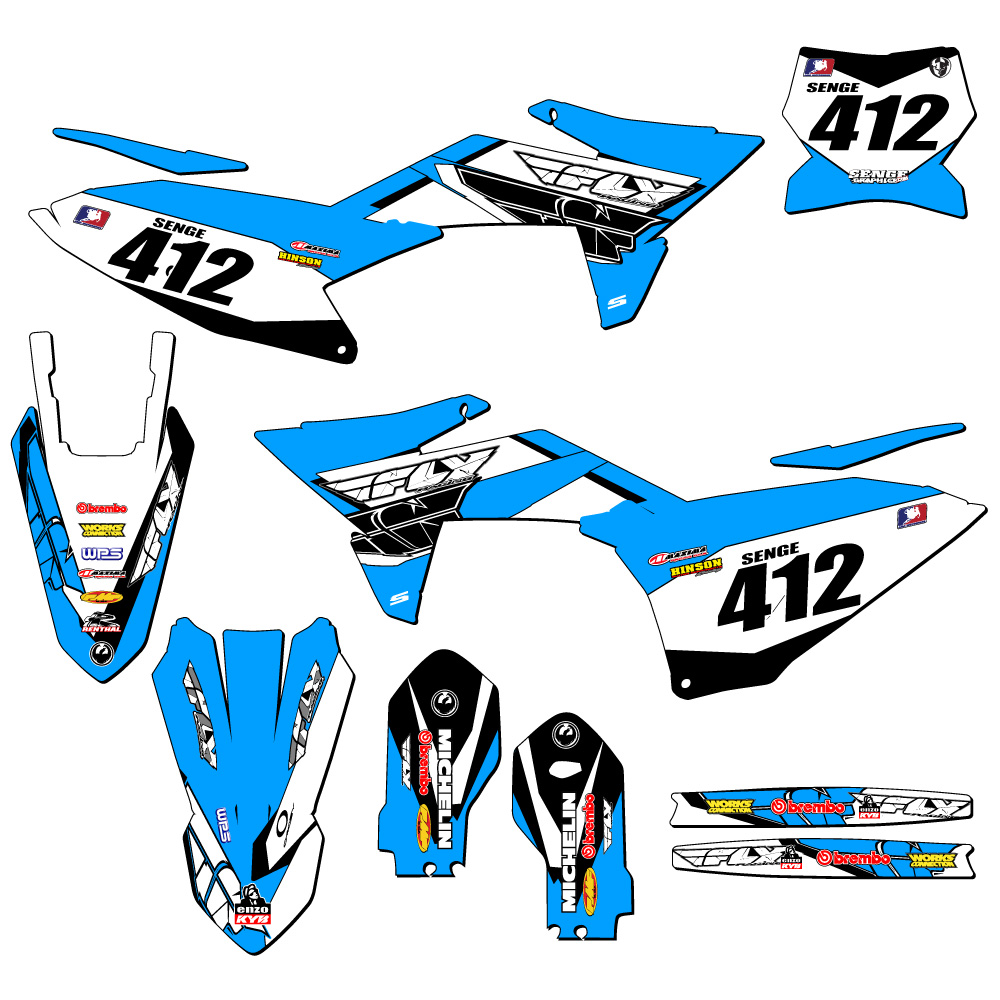 2025 SX 85 13 FLY Sky Blue Senge Graphics Kit Compatible with KTM - Foto 8 di 10