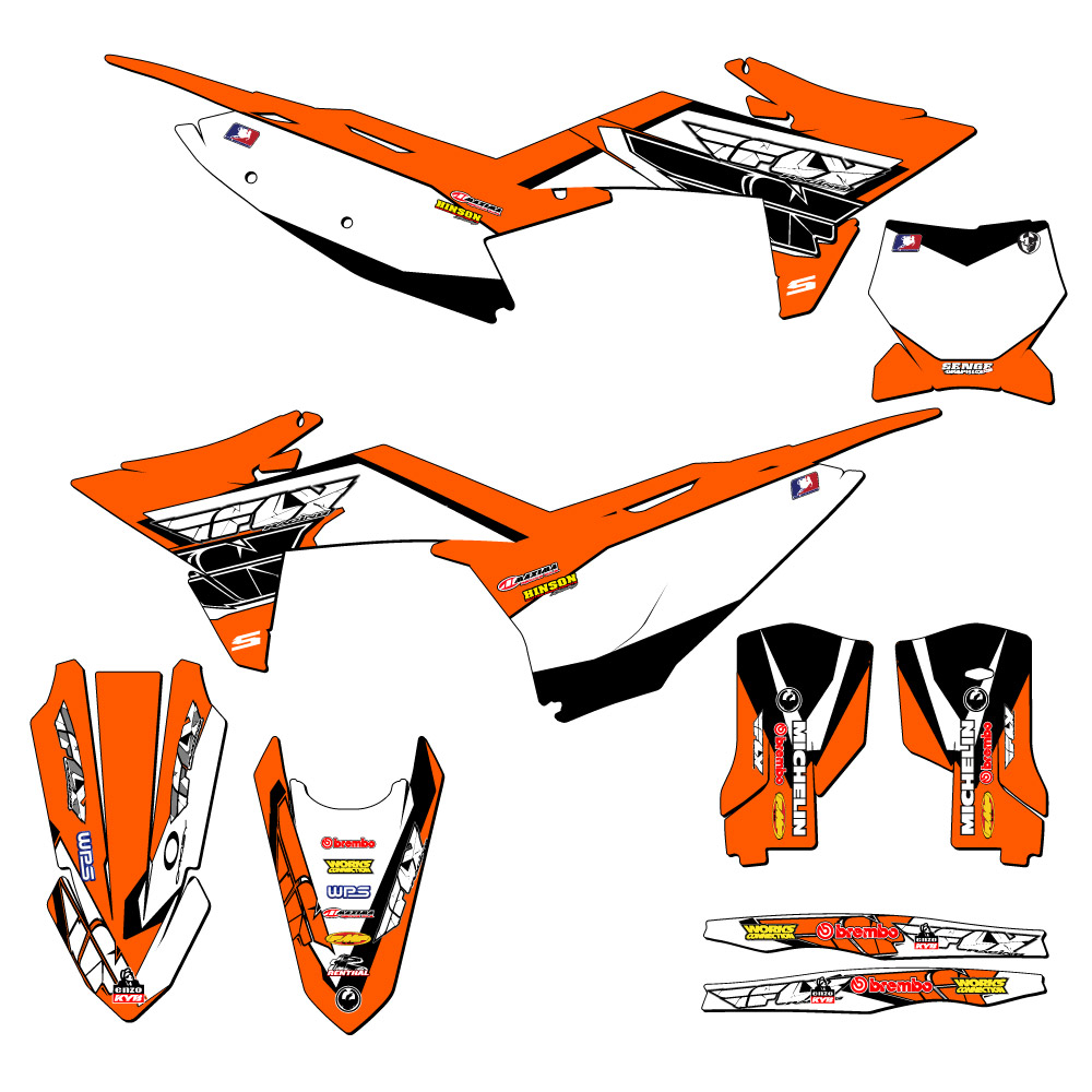Kit de gráficos SX 13 FLY 2025 Orange Senge compatible con KTM - Imagen 5 de 10