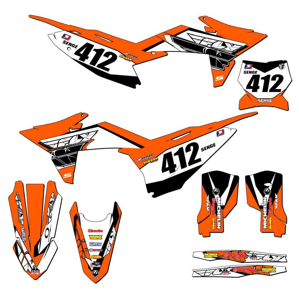 Kit de gráficos SX 13 FLY 2025 Orange Senge compatible con KTM - Imagen 8 de 10