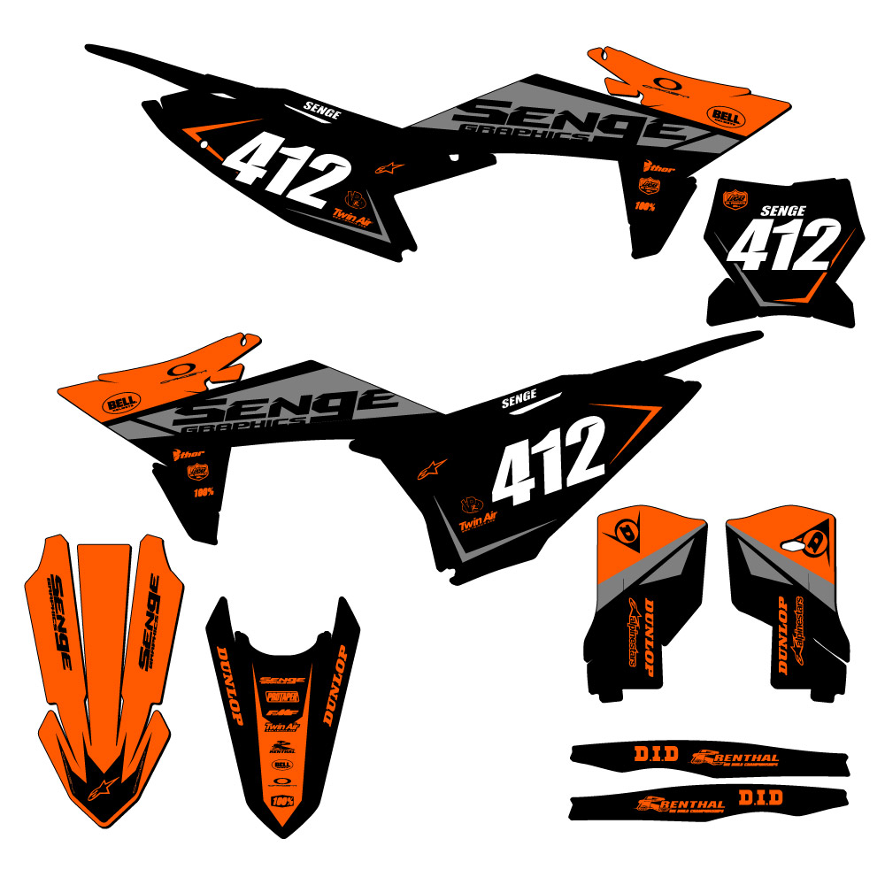 Kit de gráficos SX 2025 BINARIO Orange Senge compatible con KTM - Imagen 8 de 10