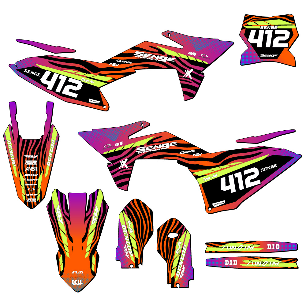 2025 SX 85 Tigre Orange Senge Grafiken Set Kompatibel Mit KTM - Picture 8 of 10