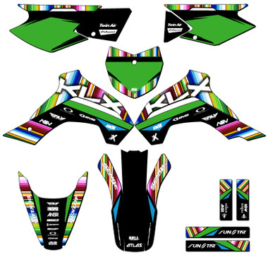 Kalair GFX Graphics Kit For Kawasaki KLX 140 (2008-2018) Lethal Series Green-shift 09 Mil - Dirt Bike Custom Racing Graphics Decals