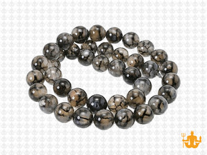 8mm Black Fire Agate Round Beads 15.5" natural [8f17]