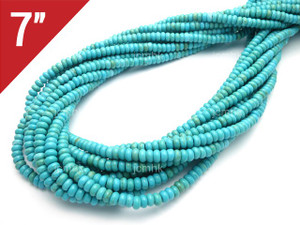 4mm Blue Turquoise Rondelle Loose Beads 7" [it3b4]