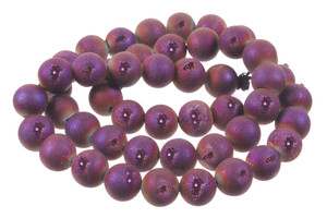 8mm Rainbow Druzy Agate Round Beads 15.5" coated [8a30f]