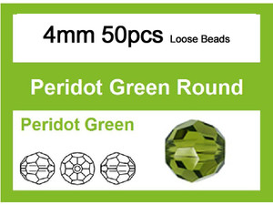 4mm Peridot Crystal Faceted Round Loose Beads 50pcs. [iuc6b25]