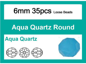6mm Aqua Opal Crystal Faceted Round Loose Beads 35pcs. [iuc7b6]