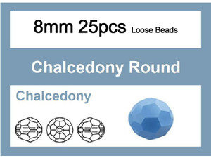 8mm Blue Opal Crystal Round Loose Beads 25pcs. [iuc8b4]