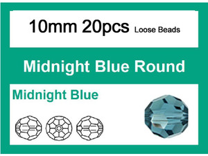 10mm Midnight Blue Crystal Faceted Round Loose Beads 20pcs. [iuc9a22]