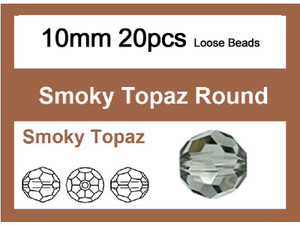 10mm Smoky Crystal Faceted Round Loose Beads 20pcs. [iuc9a24]