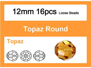 12mm Topaz Crystal Faceted Round Loose Beads 16pcs. [iuc10a12]