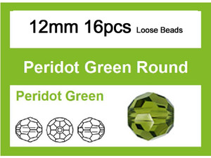 12mm Peridot Crystal Faceted Round Loose Beads 16pcs. [iuc10b25]