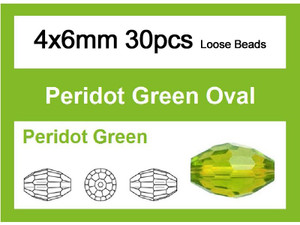 4x6mm Peridot Crystal Faceted Rice Loose Beads 30pcs. [iuc11b25]