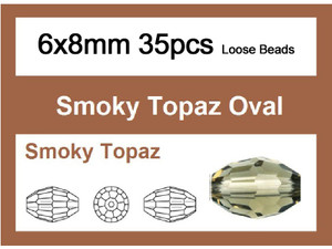 6x8mm Smoky Crystal Faceted Rice Loose Beads 20pcs. [iuc12a24]