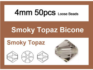 4mm Smoky Crystal Faceted Bicone Loose Beads 50pcs. [iuc21a24]