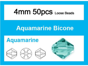 4mm Aquamarine Crystal Faceted Bicone Loose Beads 50pcs. [iuc21a26]