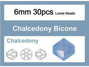 6mm Blue Opal Crystal Faceted Bicone Loose Beads 30pcs. [iuc22b4]