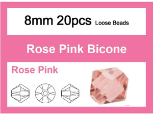 8mm Pink Crystal Faceted Bicone Loose Beads 20pcs. [iuc23a5]