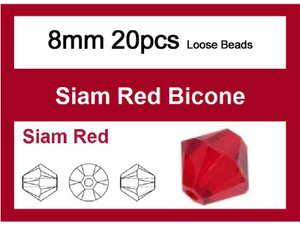 8mm Red Crystal Faceted Bicone Loose Beads 20pcs. [iuc23a6]