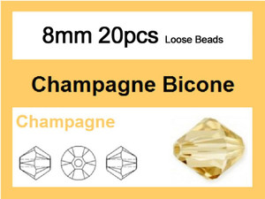 8mm Champagne Crystal Faceted Bicone Loose Beads 20pcs. [iuc23a9]