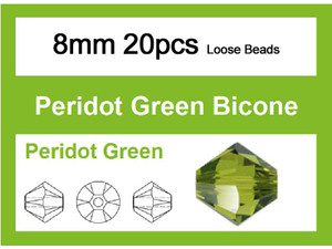 8mm Peridot Crystal Faceted Bicone Loose Beads 20pcs. [iuc23b25]