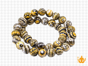 8mm Yellow Lace Malachite Round Beads 15.5" synthetic [8r49y]