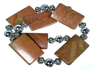 25x38mm Country Agate Rectangle Beads 15.5" natural [s133b]