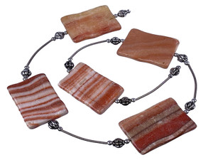 25x36mm Red Malachite Rectangle Beads + French Wire 15.5" natural [wa197b]