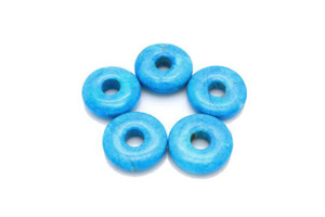 15mm Blue Turquoise Round Beads 2pcs. 3mm Hole stabilized [y904c]