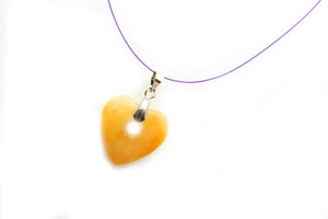 20mm Golden Jade Heart Donut Pendant 1pc. [y916bp]