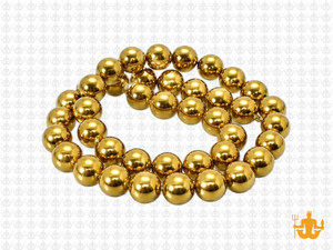 8mm Hematite Gold Round Beads 15.5" coated [8a21g]