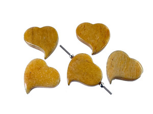 25mm Yellow Jade Heart Donut Beads 2pcs. [y941c]