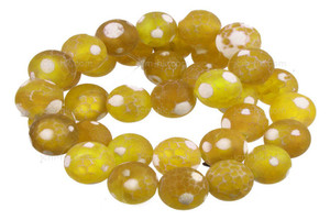 8mm Yellow Dot Agate Beads 15.5" dyed [8g5y]